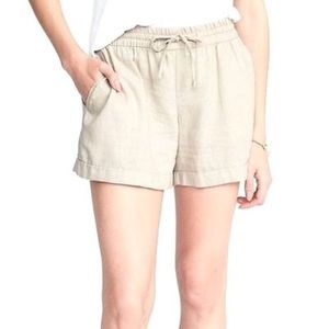 Khaki Tan Drawstring Elastic Linen Shorts